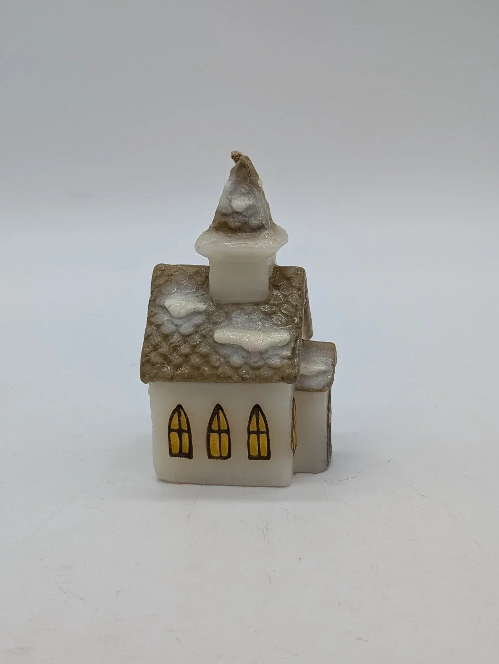 Vintage Russ Berrie Christmas Snow-Covered Church Chapel Wax Candle - Unburnt